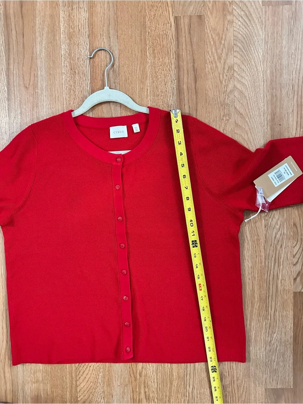 Cyrus Bright Red Button-Front Knit Cardigan